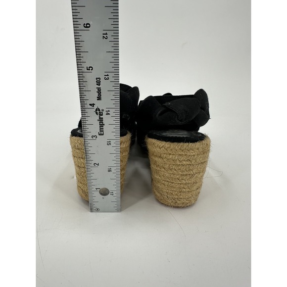 Lauren Ralph Lauren Helma Espadrille Wedge Sandal Women's 6.5 Black Bow Platform - Picture 8 of 10